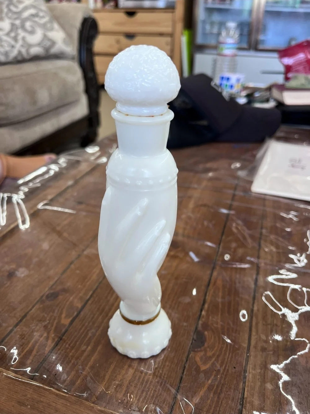 White Glass AvonBottle with Textured Stopper